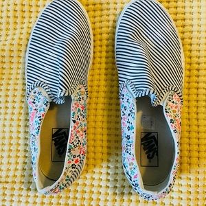 VANS ASHER STRIPE FLORAL SLIP-ON SNEAKER